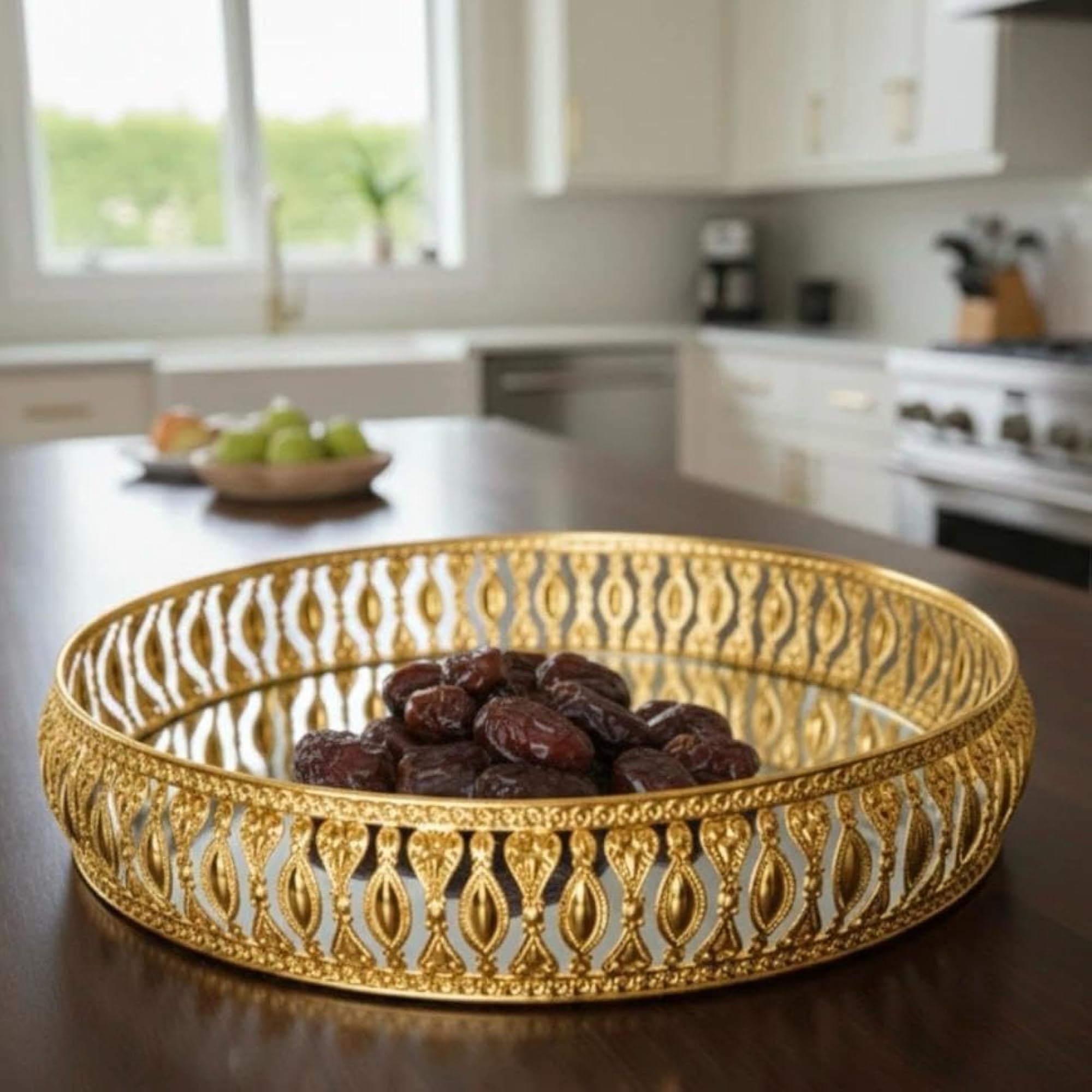 German Gold Plated Decorative Tray, Round Serving Tray